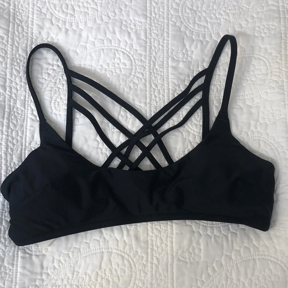 aerie Black Strappy Sports Bralette Large
